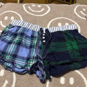 Aerie Blue and Green Plaid Pajama Shorts